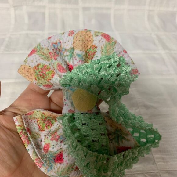 Infant Headband Mint Green Band White Watermelon PineapplesBow Size Preemie B298 - Picture 9 of 9